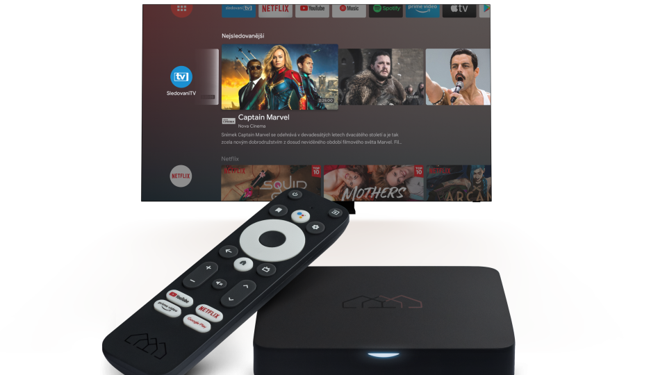 Ultra HD set-top box služby SledováníTV se systémem Android TV 10