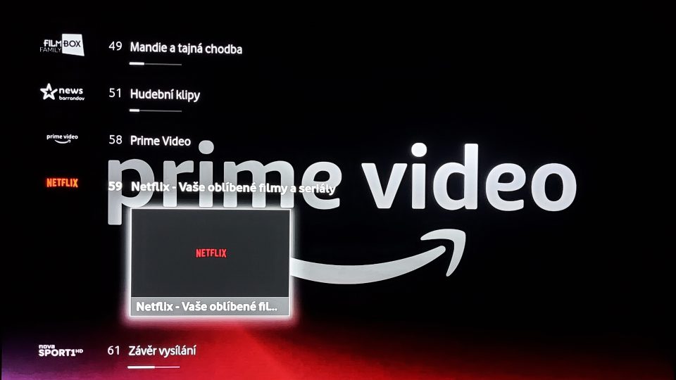 Amazon Prime Video a Netflix v prostředí Vodafone TV