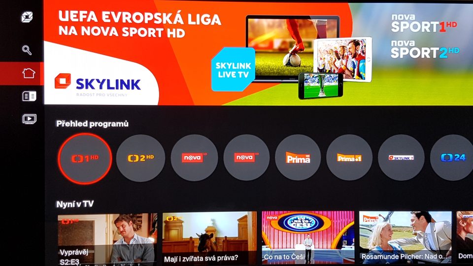 Platforma Skylink Live TV v tmavém módu