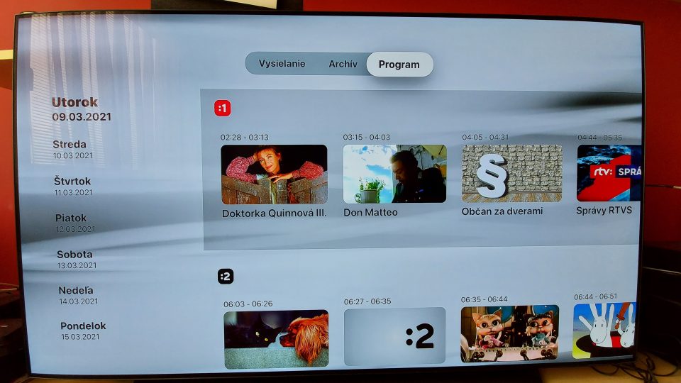 On-line archiv RTVS pro Apple TV