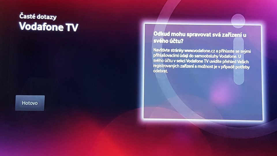 Vodafone TV - často kladené otázky