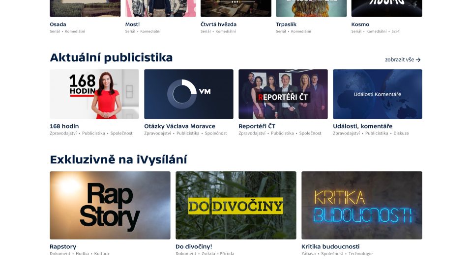 Homepage iVysílání České televize