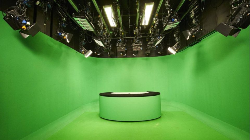 Virtuální studio TV Nova se zelenou klíčovací plochou
