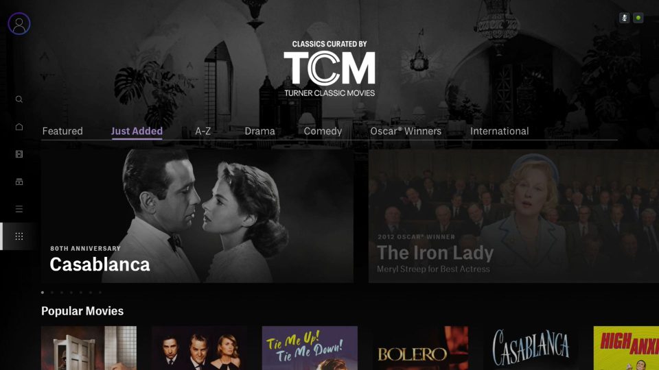 HBO MAX - sekce klasických filmů pod hlavičkou TCM