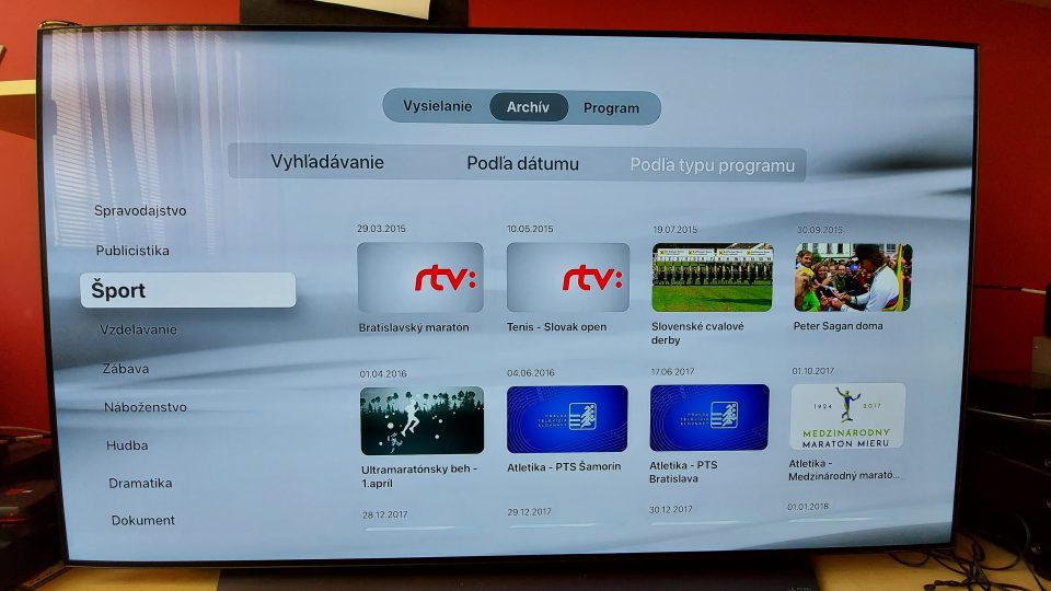 On-line archiv RTVS pro Apple TV