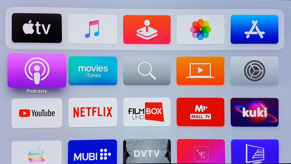 Přehled nainstalovaných aplikací v Apple TV zůstal zachován