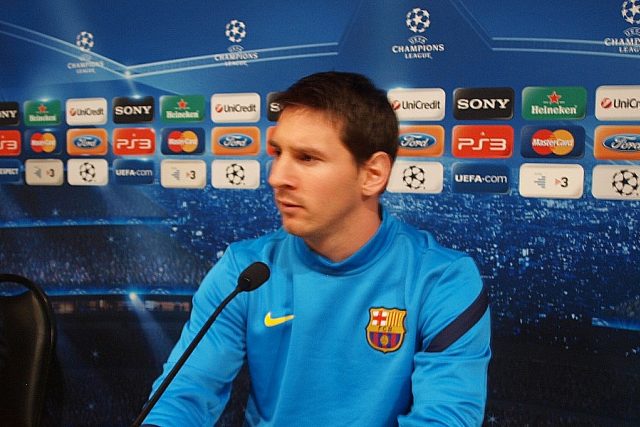 Barcelonský Lionel Messi odpovídá na otázku Českého rozhlasu | foto: Jan Kaliba,  Český rozhlas