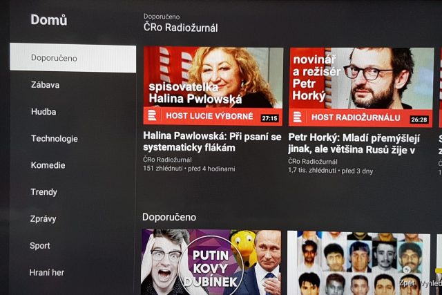 YouTube aplikace v chytrém televizoru | foto: Lukáš Polák,  Český rozhlas