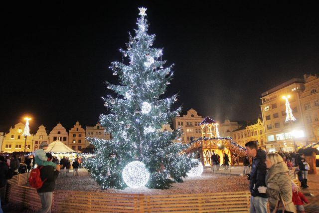 Vánoční strom na plzeňském náměstí Republiky | foto: Ladislav Němec / MAFRA / Profimedia,  Profimedia